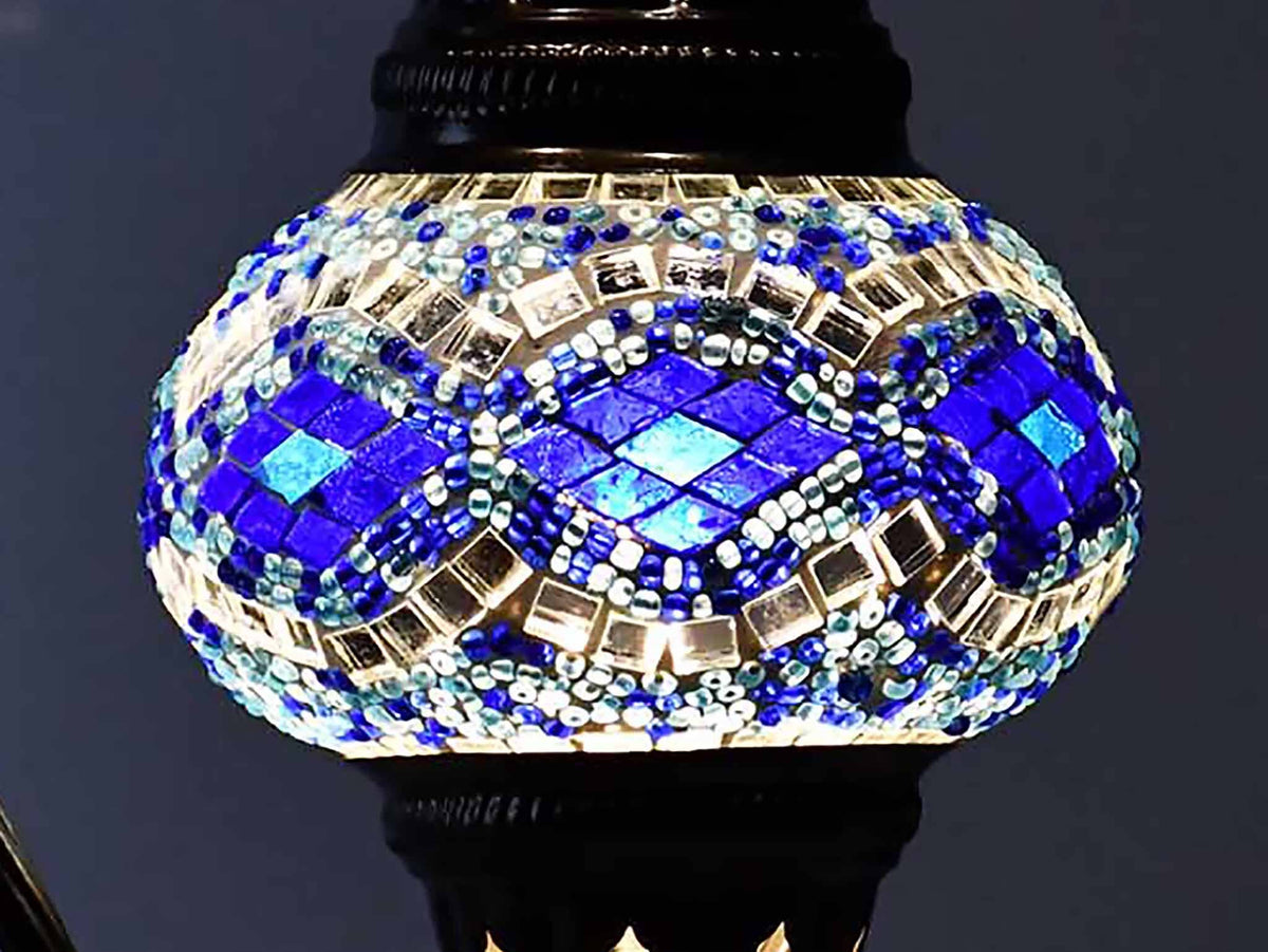 Turkish Mosaic Glass Shade Patterns and Colours Lighting Sydney Grand Bazaar Blue 12 