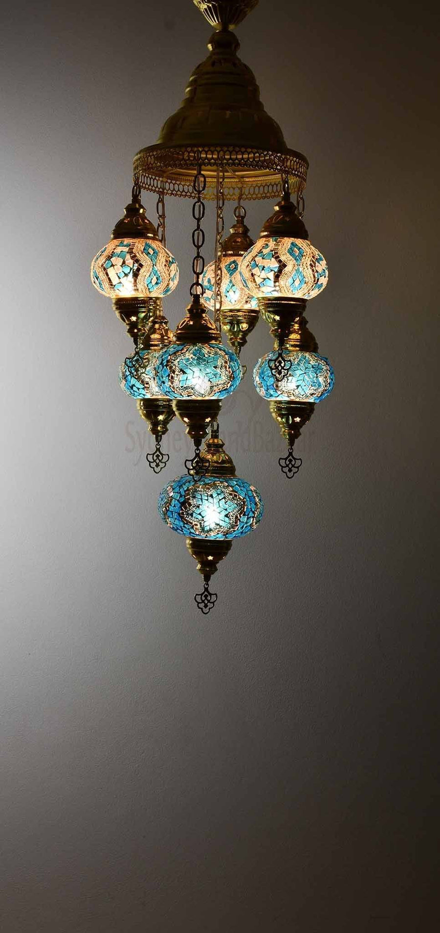 Turkish Mosaic Pendant Lights 7 Globes Turkish Homewares