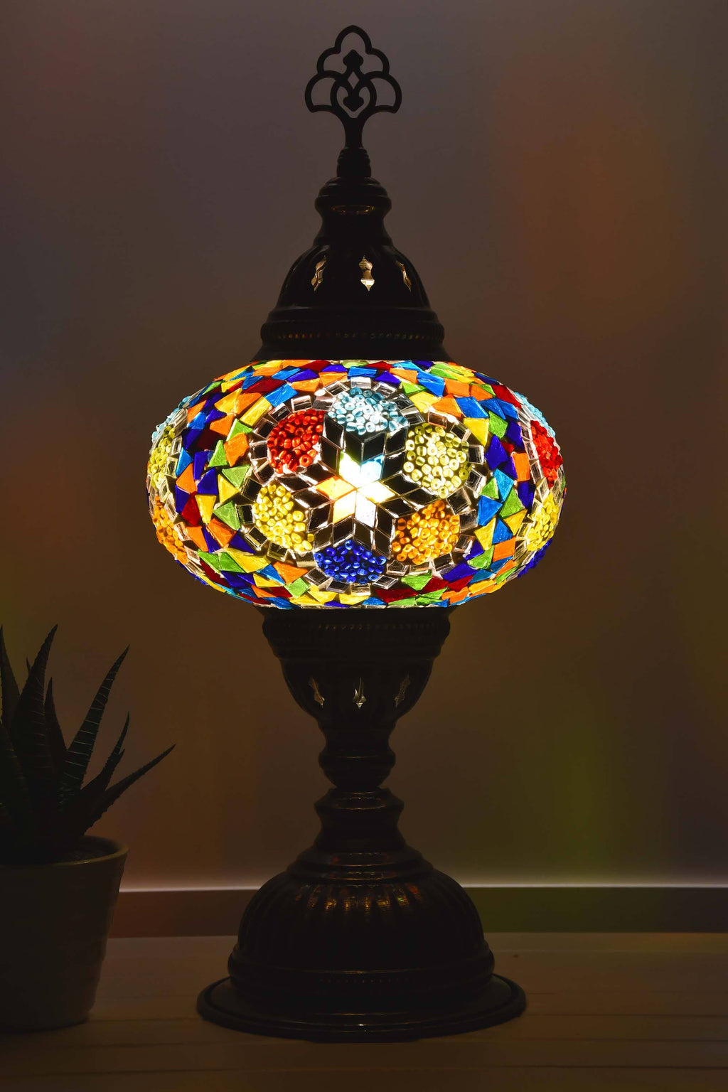 Turkish Mosaic Standing Table Lamp Multicoloured Flower Star Lighting Sydney Grand Bazaar 