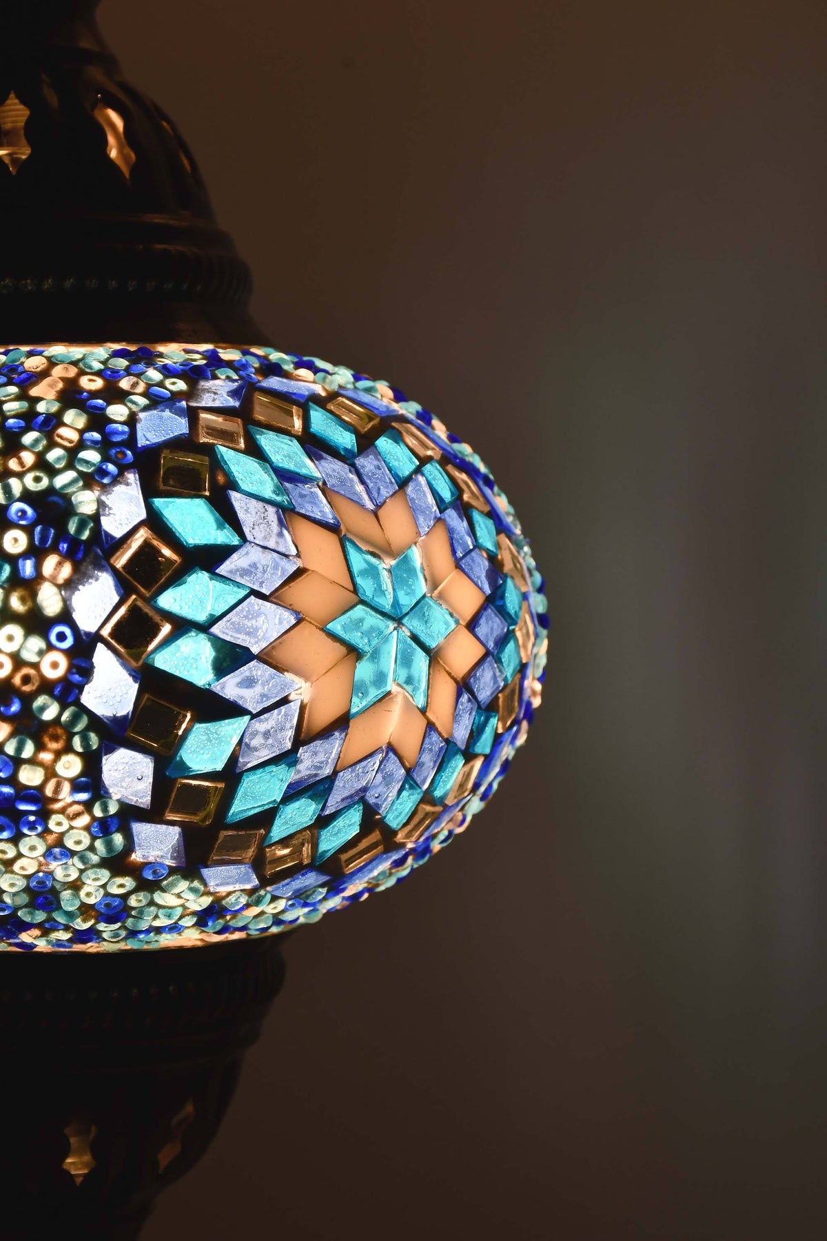 Turkish Mosaic Table Lamp Blue Aqua Round Beads Lighting Sydney Grand Bazaar 
