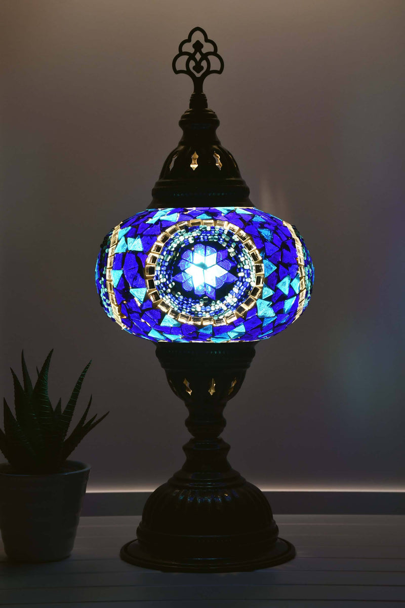 Turkish Mosaic Table Lamp Blue Round Star Lighting Sydney Grand Bazaar 