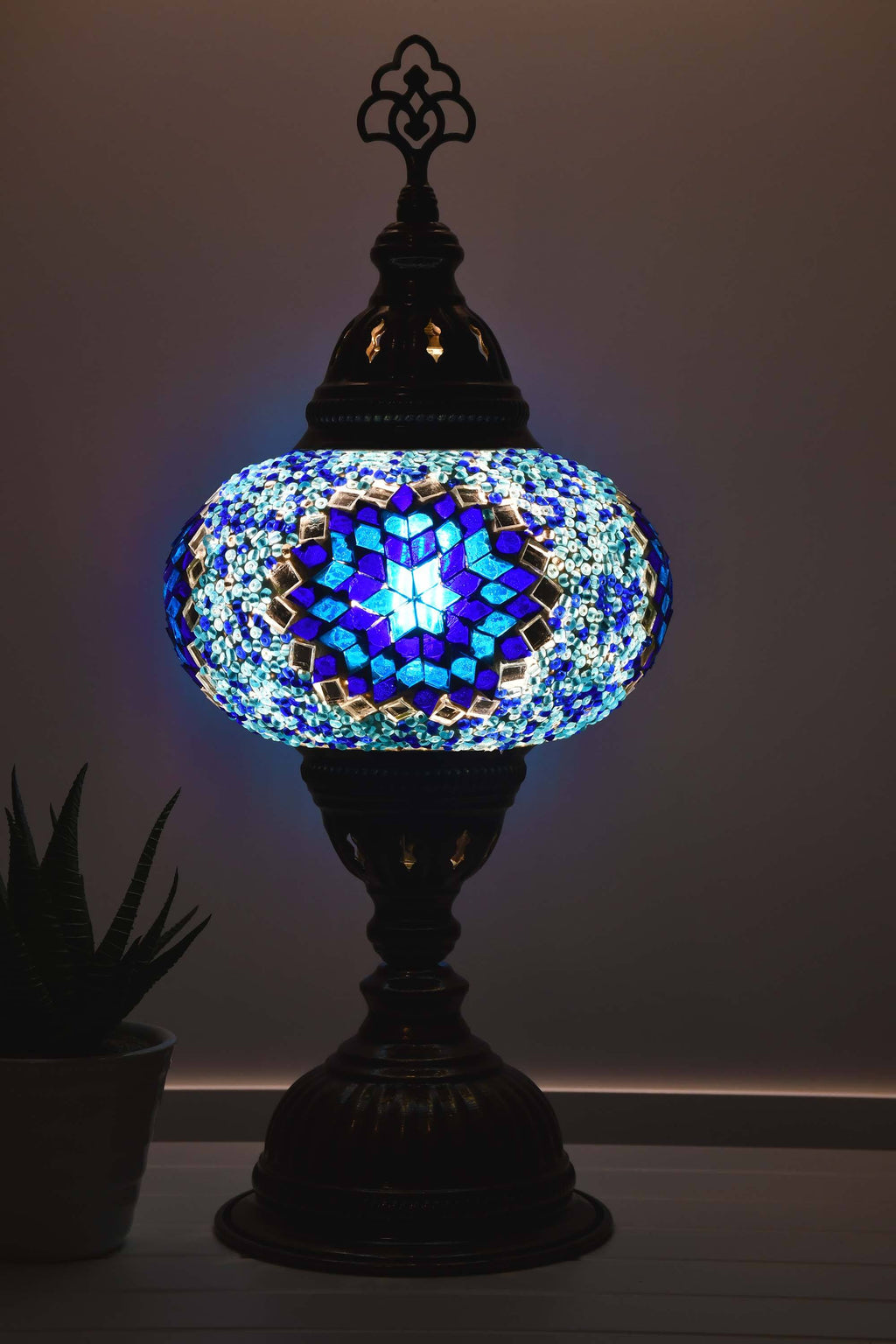 Turkish Mosaic Table Lamp Blue Star Beads Lighting Sydney Grand Bazaar 
