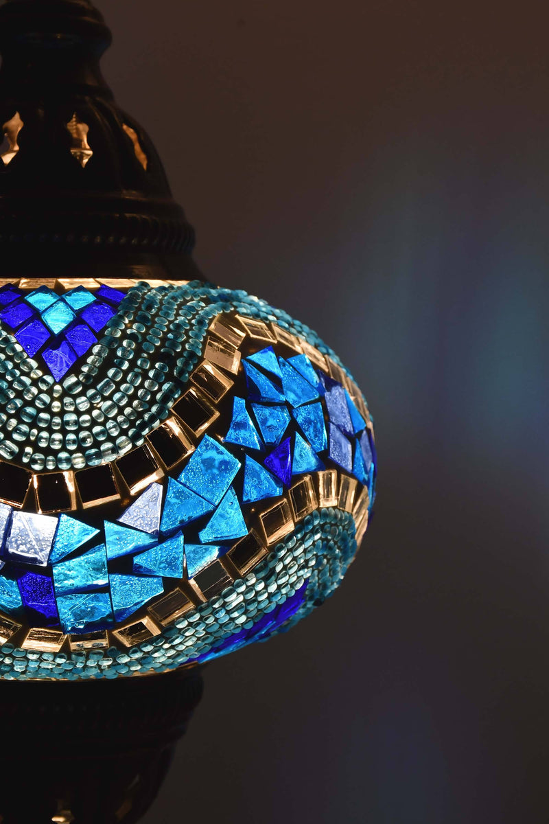 Turkish Mosaic Table Lamp Blue Ziczac Lighting Sydney Grand Bazaar 