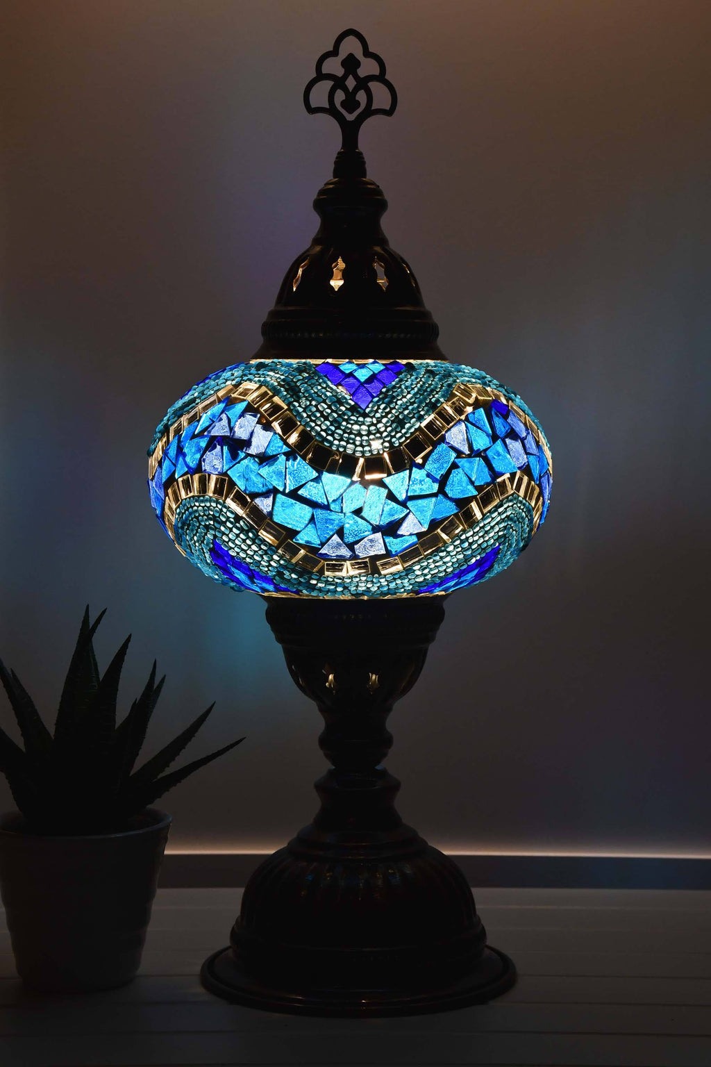 Turkish Mosaic Table Lamp Blue Ziczac Lighting Sydney Grand Bazaar 