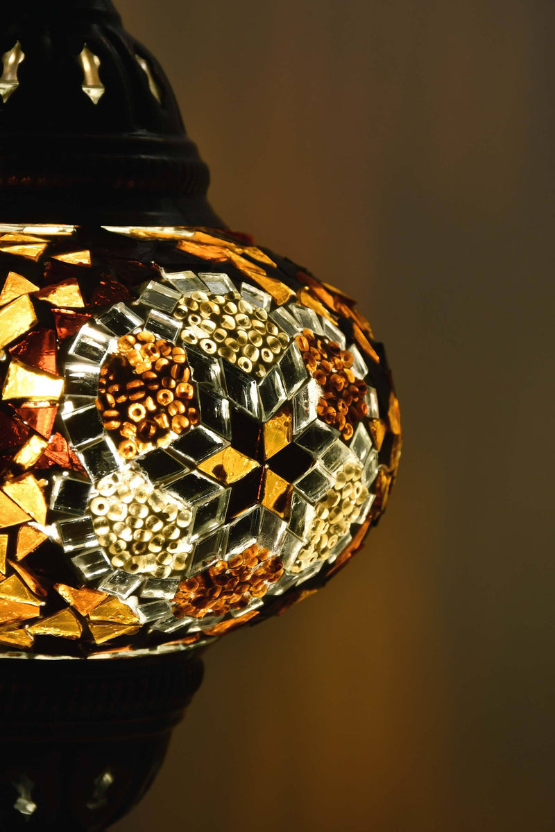 Turkish Mosaic Table Lamp Brown Flower Star Lighting Sydney Grand Bazaar 