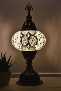 Turkish Mosaic Table Lamp Clear White Diamond Lighting Sydney Grand Bazaar 