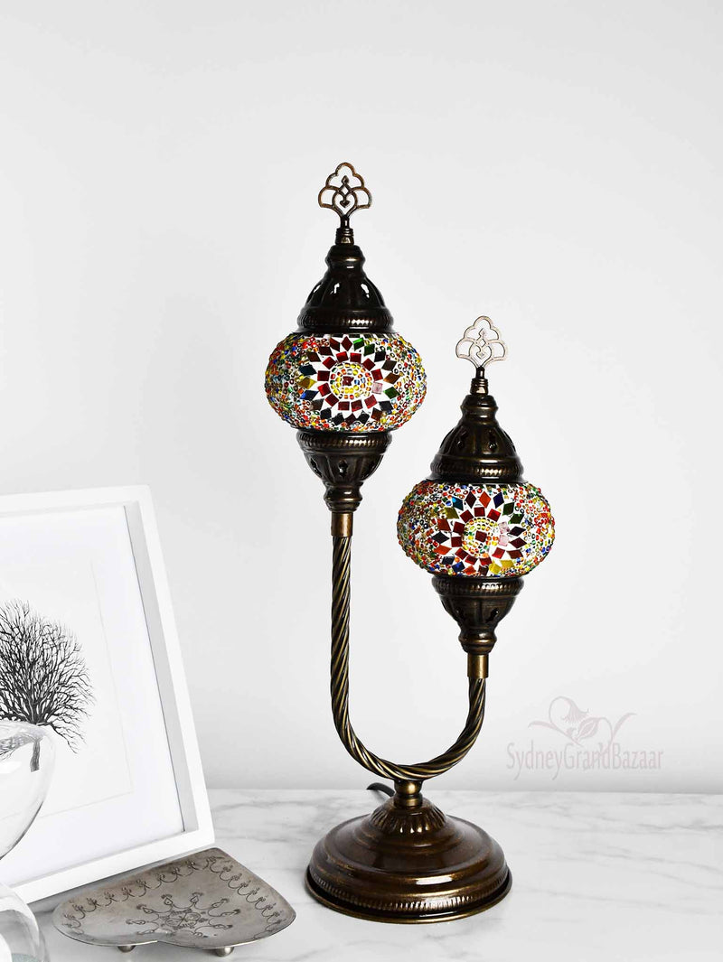 Turkish Mosaic Table Lamp Double X Small Colorful Circle Beads 1 Lighting Sydney Grand Bazaar 