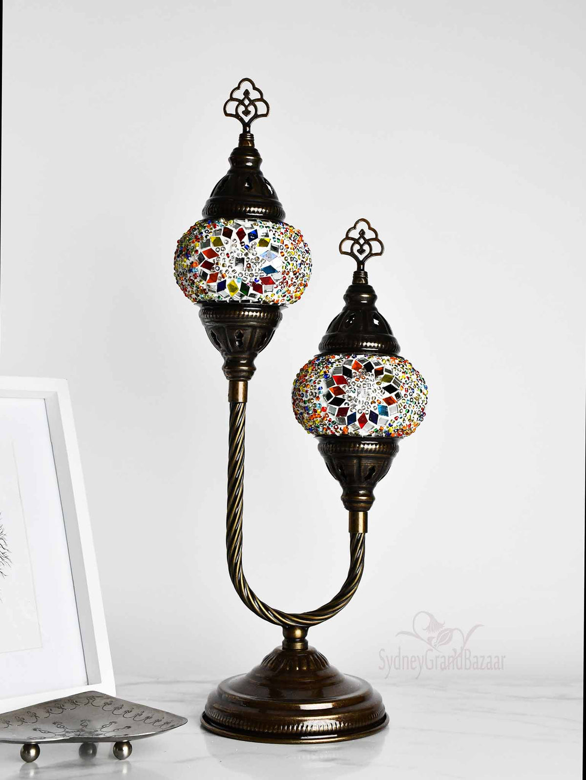 Turkish Mosaic Table Lamp Double X Small Colorful Circle Beads 2 Lighting Sydney Grand Bazaar 