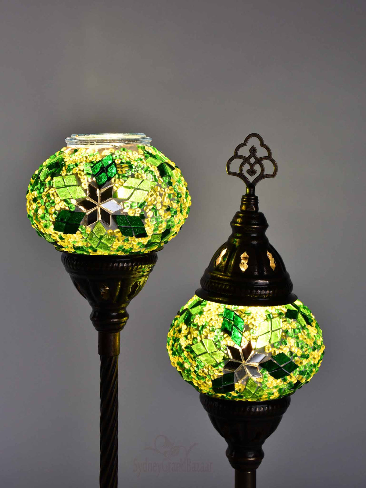 Turkish Mosaic Table Lamp Double X Small Green Lighting Sydney Grand Bazaar 