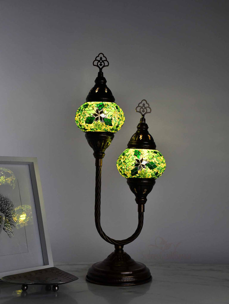 Turkish Mosaic Table Lamp Double X Small Green Lighting Sydney Grand Bazaar 