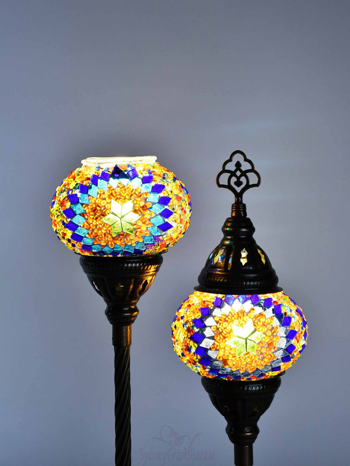 Turkish Mosaic Table Lamp Double X Small Multicolour Blue Orange Lighting Sydney Grand Bazaar 