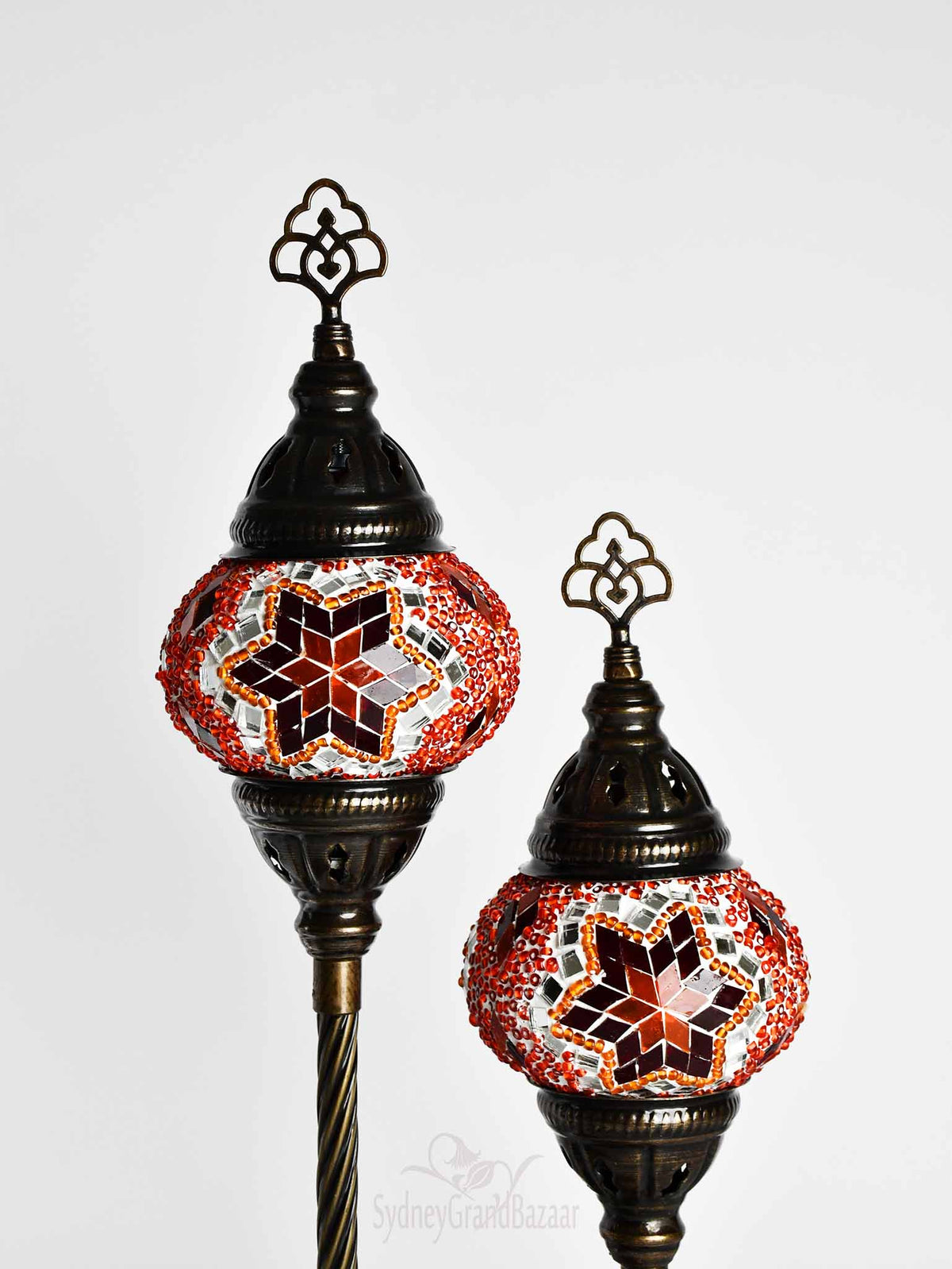 Turkish Mosaic Table Lamp Double X Small Red Orange Lighting Sydney Grand Bazaar 