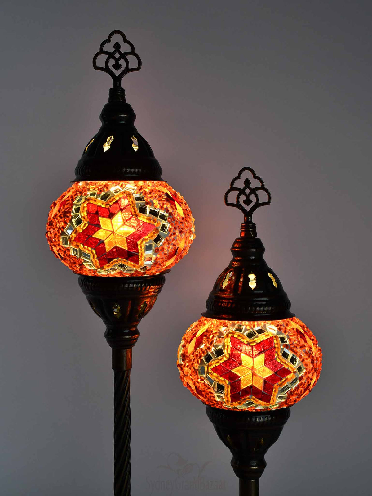 Turkish Mosaic Table Lamp Double X Small Red Orange Lighting Sydney Grand Bazaar 