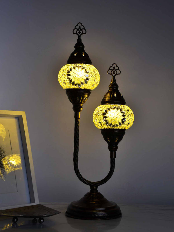 Turkish Mosaic Table Lamp Double X Small Yellow Lighting Sydney Grand Bazaar 