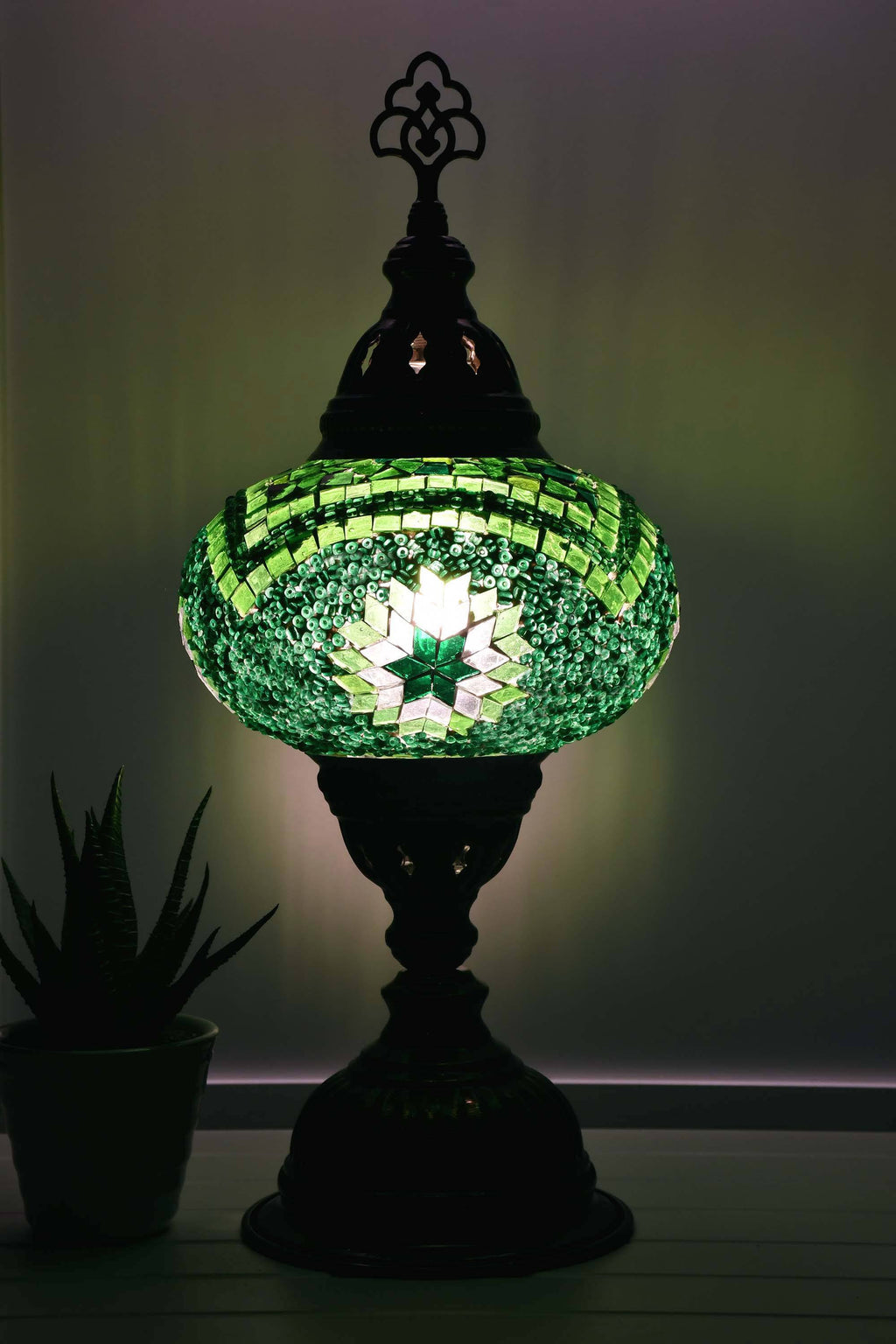 Turkish Mosaic Table Lamp Green New Star Beads Lighting Sydney Grand Bazaar 