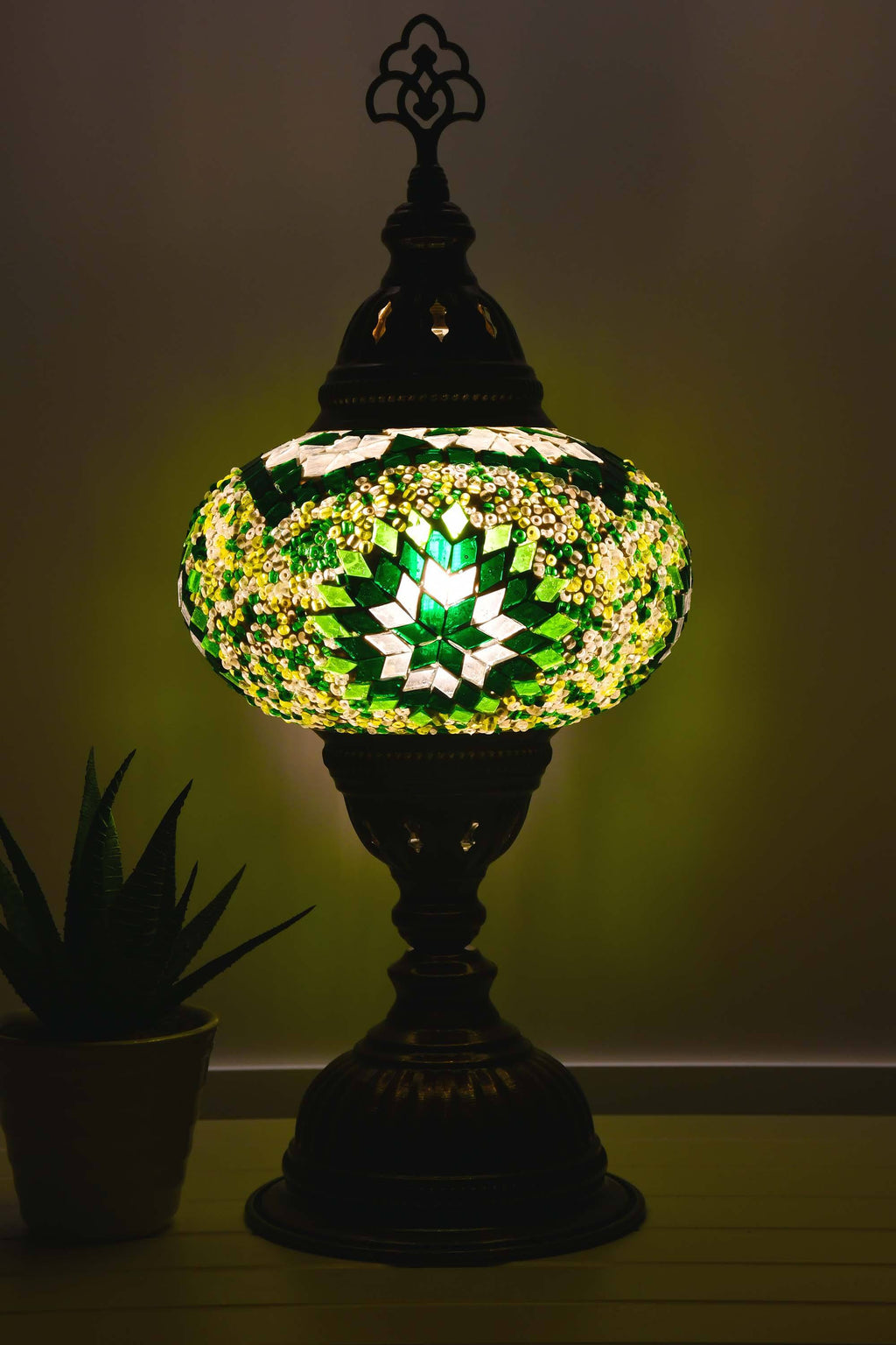 Turkish Mosaic Table Lamp Green White New Star Lighting Sydney Grand Bazaar 
