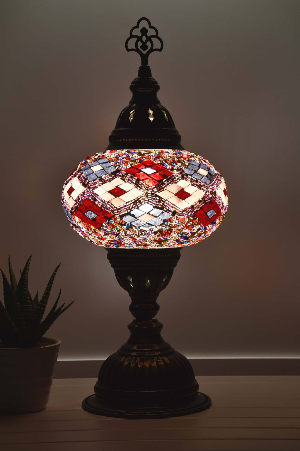 Turkish Mosaic Table Lamp Maroon Purple Long Kilim Lighting Sydney Grand Bazaar 