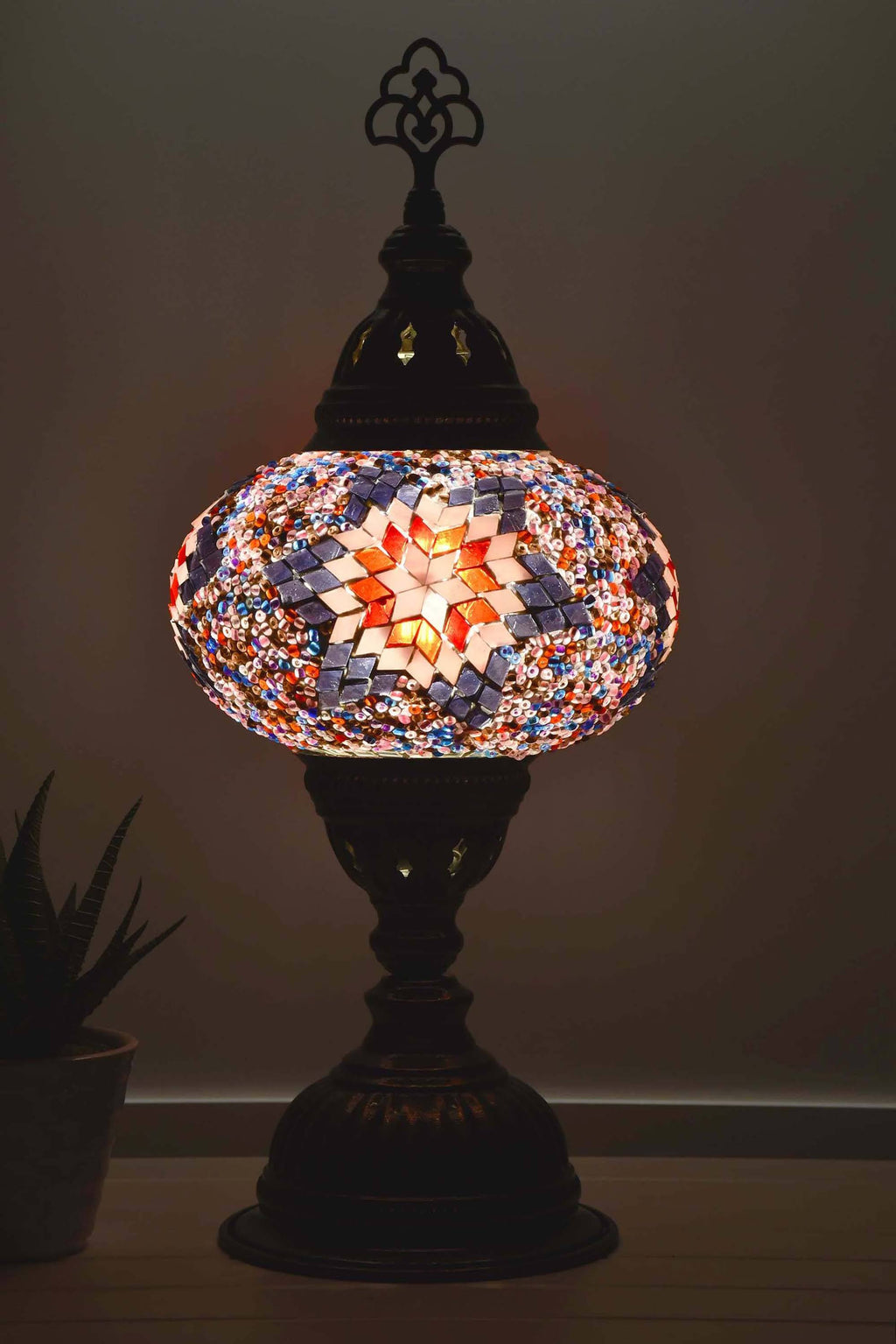 Turkish Mosaic Table Lamp Maroon Purple Star Lighting Sydney Grand Bazaar 