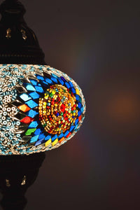 Turkish Mosaic Table Lamp Multicoloured Aqua Circle Lighting Sydney Grand Bazaar 