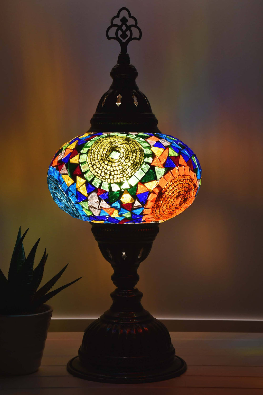 Turkish Mosaic Table Lamp Multicoloured Circle Glass Lighting Sydney Grand Bazaar 