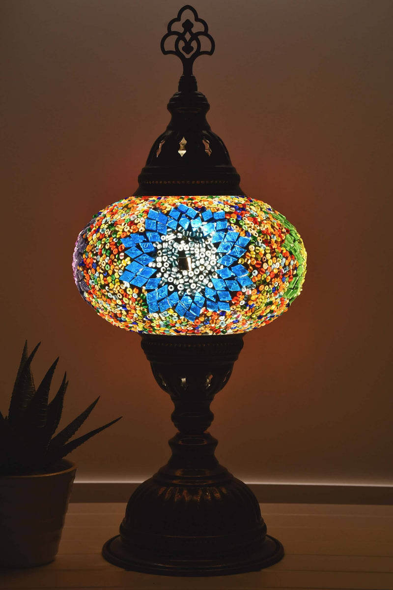 Turkish Mosaic Table Lamp Multicoloured Circle Star Lighting Sydney Grand Bazaar 