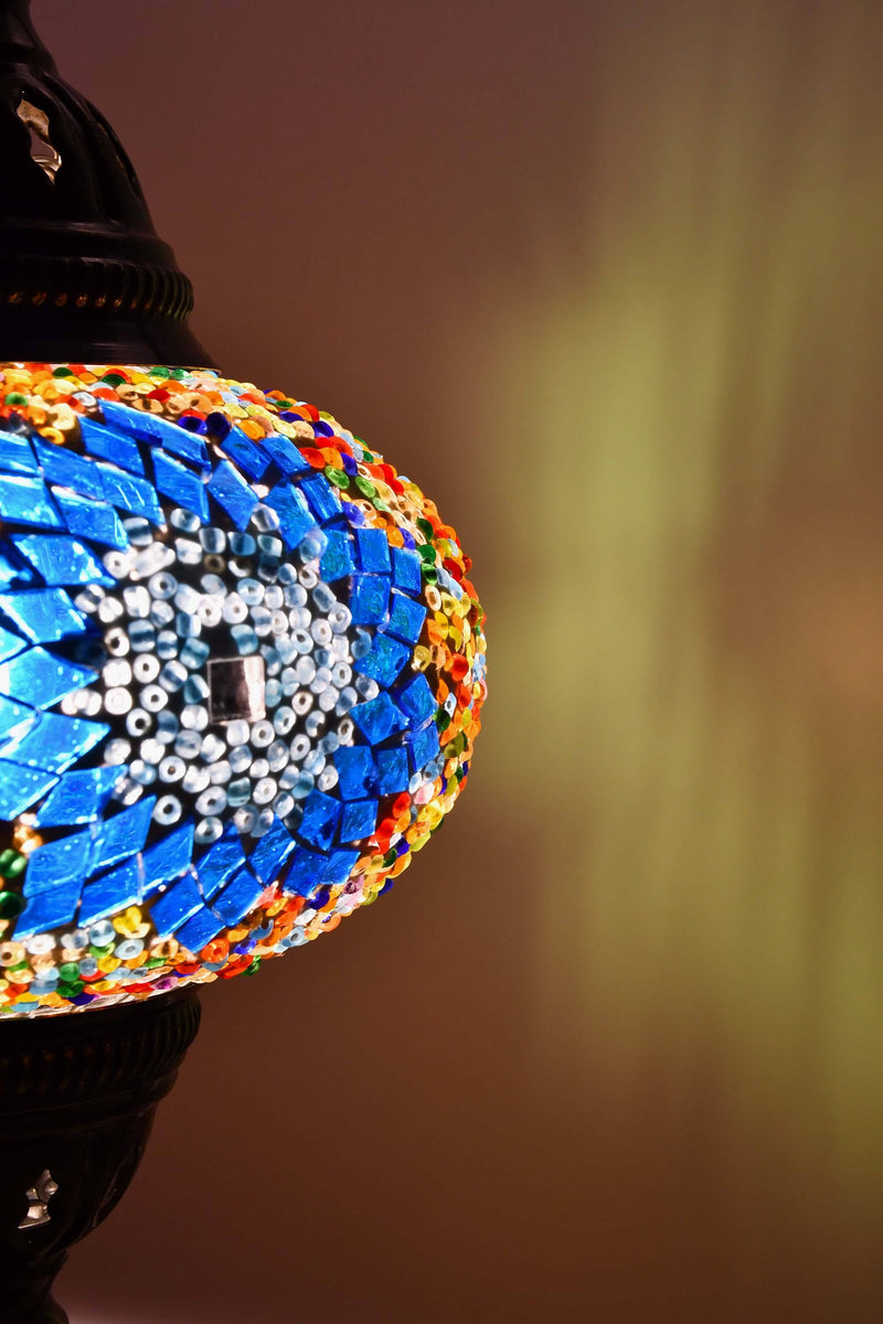 Turkish Mosaic Table Lamp Multicoloured Circle Star Lighting Sydney Grand Bazaar 