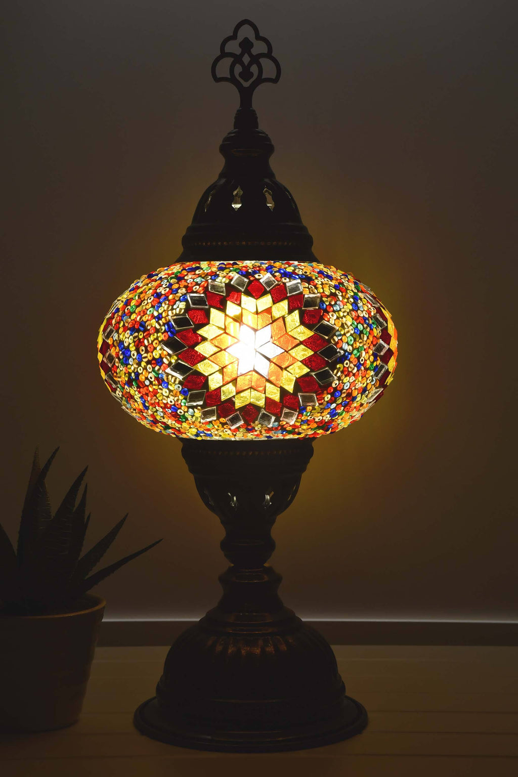 Turkish Mosaic Table Lamp Multicoloured Fancy Star 1 Lighting Sydney Grand Bazaar 