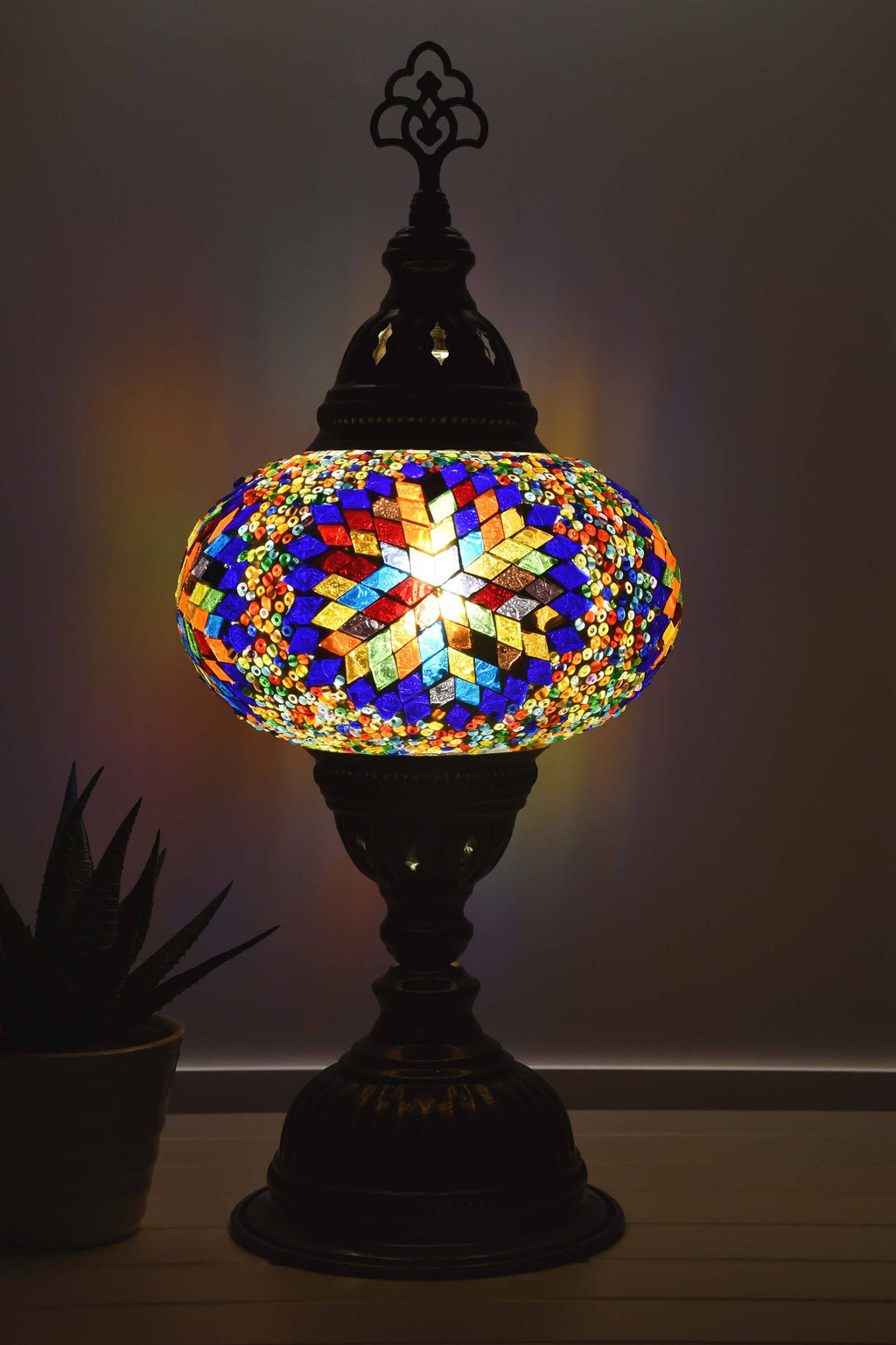 Turkish Mosaic Table Lamp Multicoloured Fancy Star 2 Lighting Sydney Grand Bazaar 