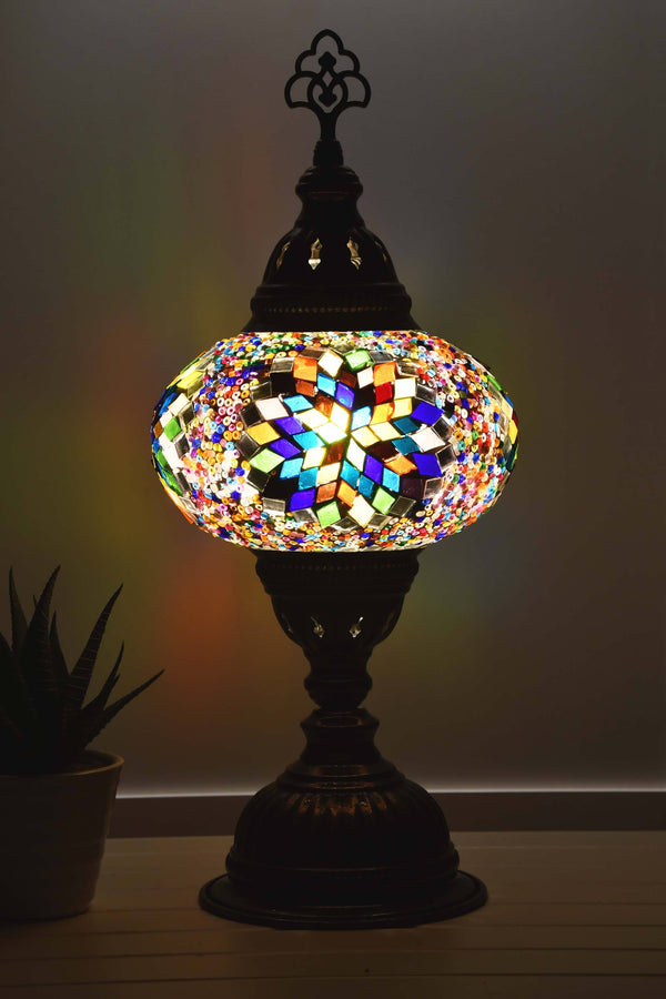 Turkish Mosaic Table Lamp Multicoloured Fancy Star Beads Lighting Sydney Grand Bazaar 