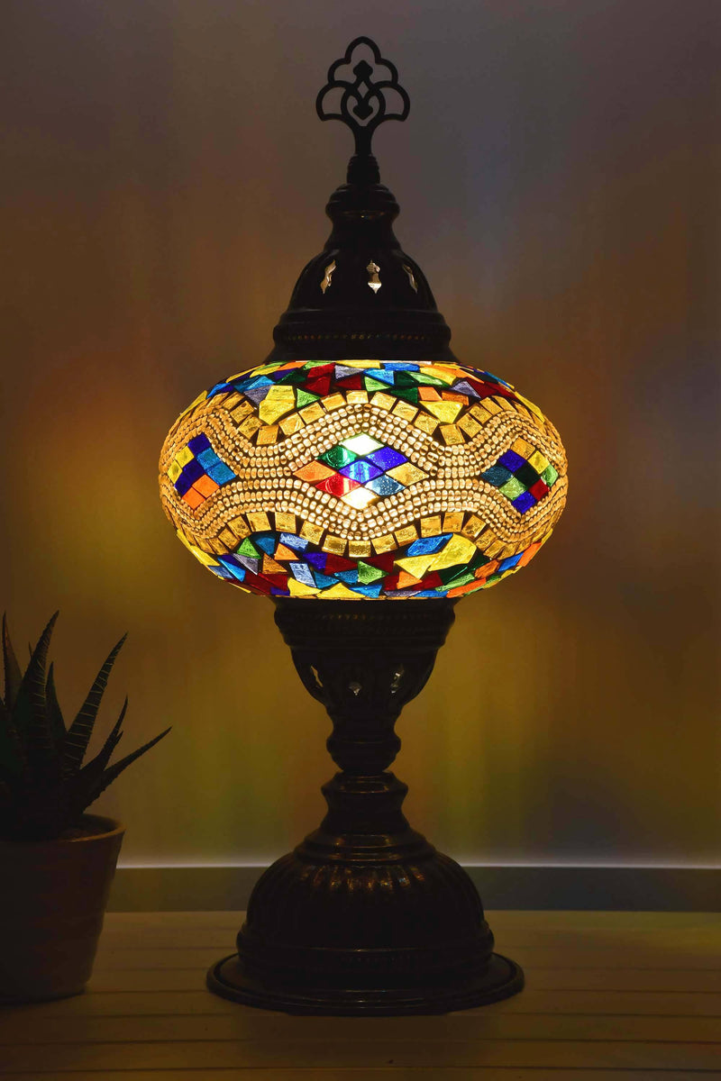 Turkish Mosaic Table Lamp Multicoloured Gold Kilim Lighting Sydney Grand Bazaar 