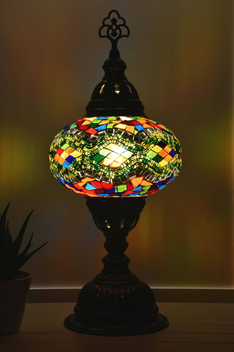 Turkish Mosaic Table Lamp Multicoloured Green Kilim Lighting Sydney Grand Bazaar 