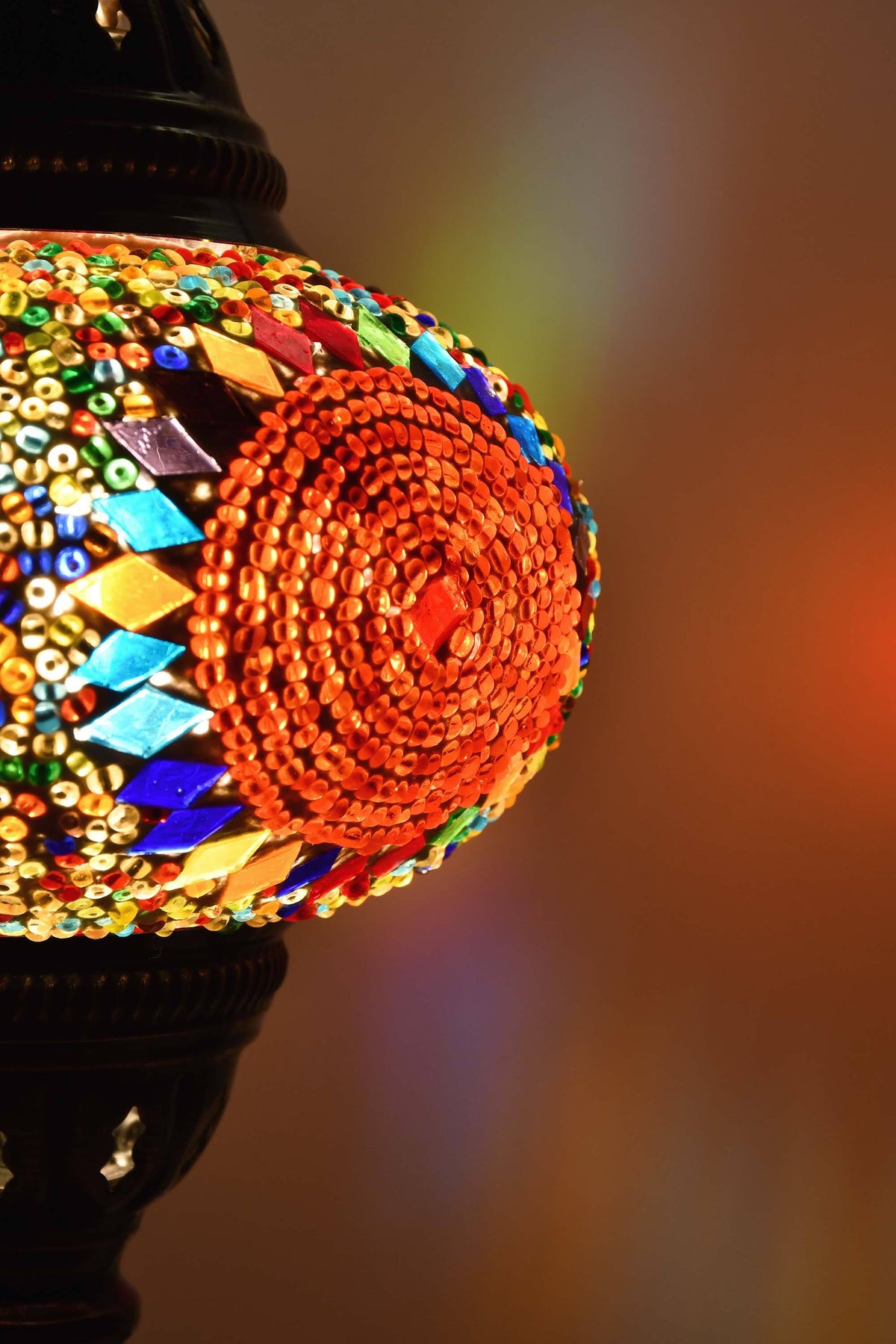 Turkish Mosaic Table Lamp Multicoloured Red Circle Beads Lighting Sydney Grand Bazaar 