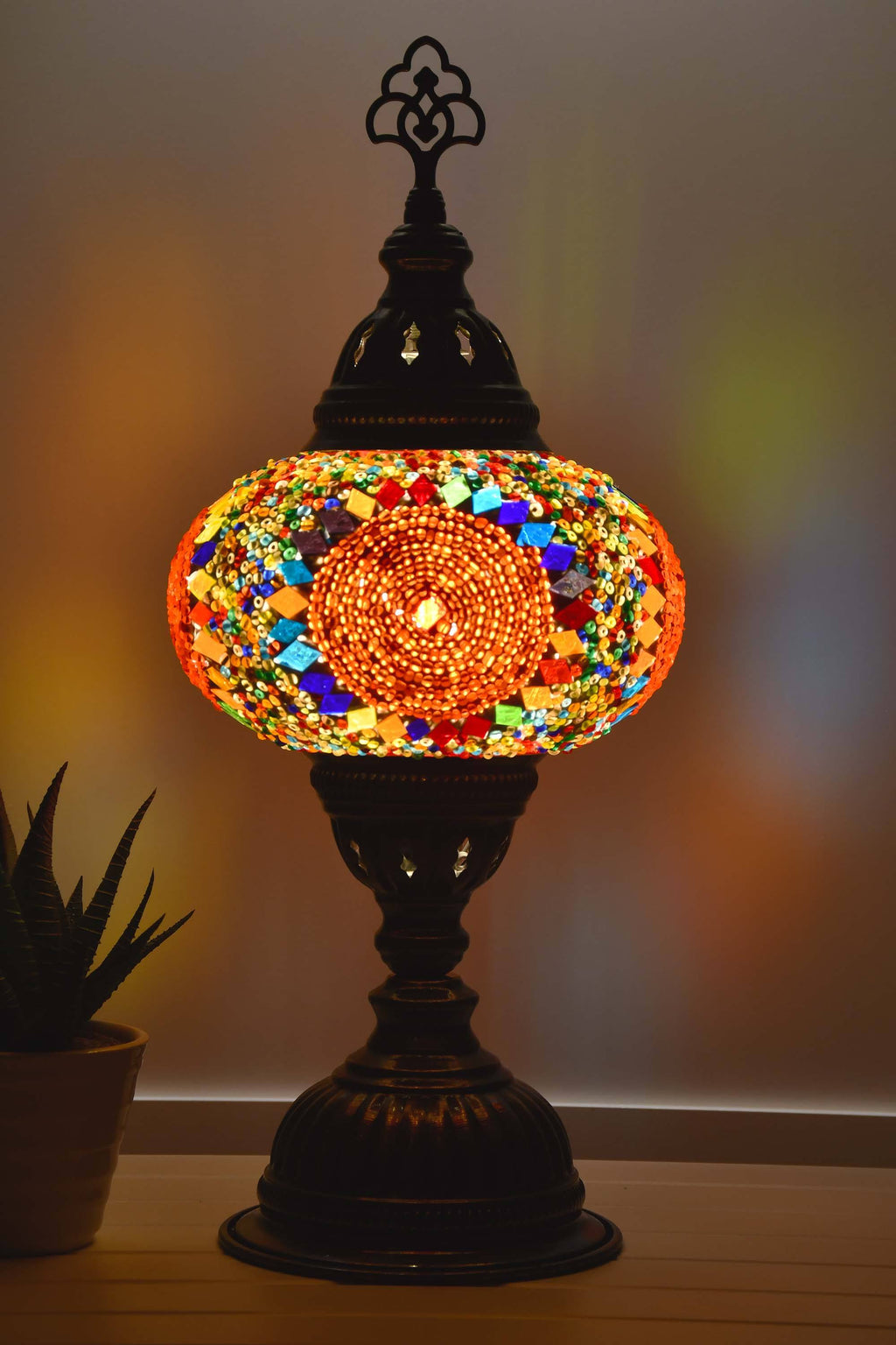 Turkish Mosaic Table Lamp Multicoloured Red Circle Beads Lighting Sydney Grand Bazaar 