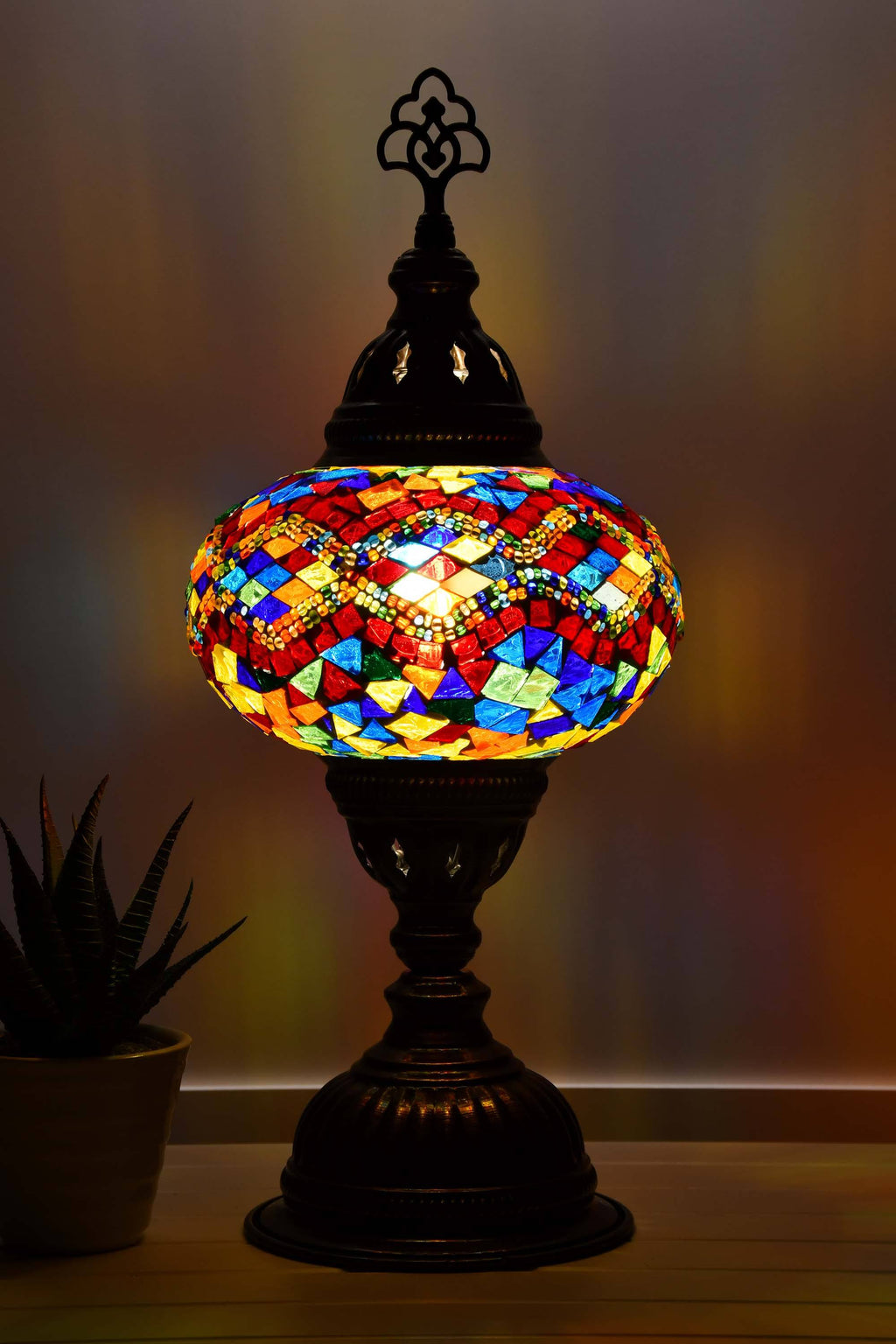 Turkish Mosaic Table Lamp Multicoloured Red Kilim Lighting Sydney Grand Bazaar 