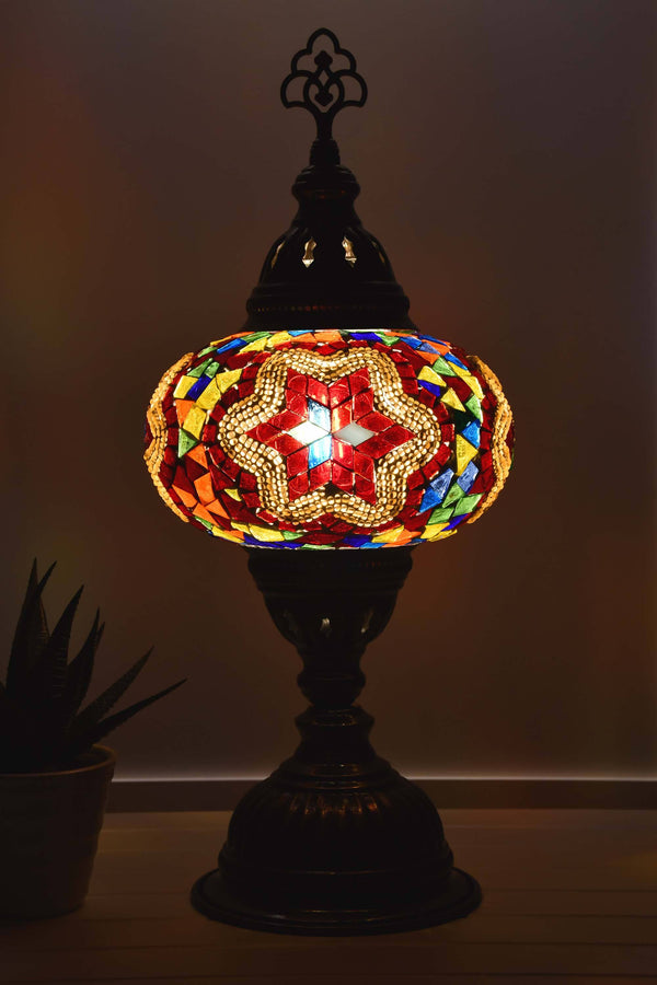 Turkish Mosaic Table Lamp Multicoloured Red Star Lighting Sydney Grand Bazaar 
