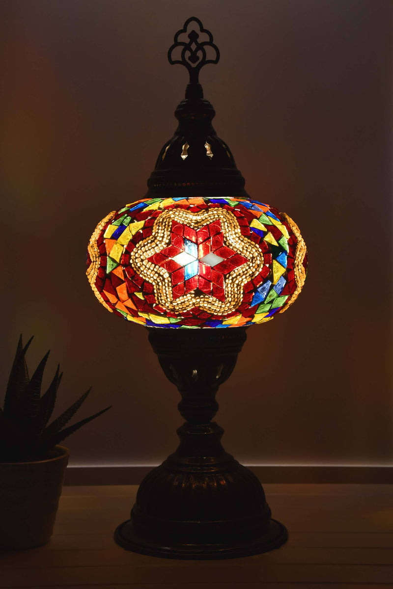 Turkish Mosaic Table Lamp Multicoloured Red Star Lighting Sydney Grand Bazaar 