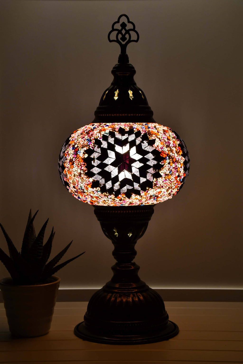 Turkish Mosaic Table Lamp Purple Pink Star Beads Lighting Sydney Grand Bazaar 
