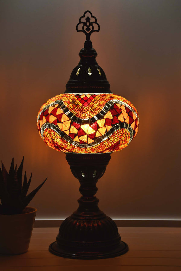 Turkish Mosaic Table Lamp Red Orange Ziczac Lighting Sydney Grand Bazaar 