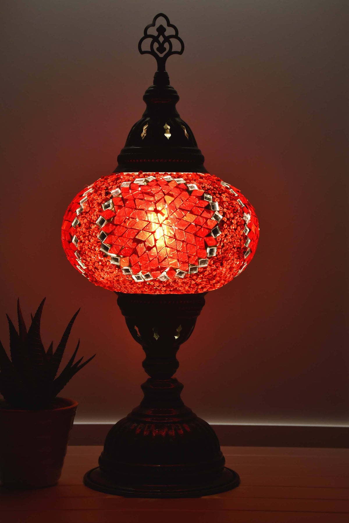 Turkish Mosaic Table Lamp Red Star Beads Lighting Sydney Grand Bazaar 