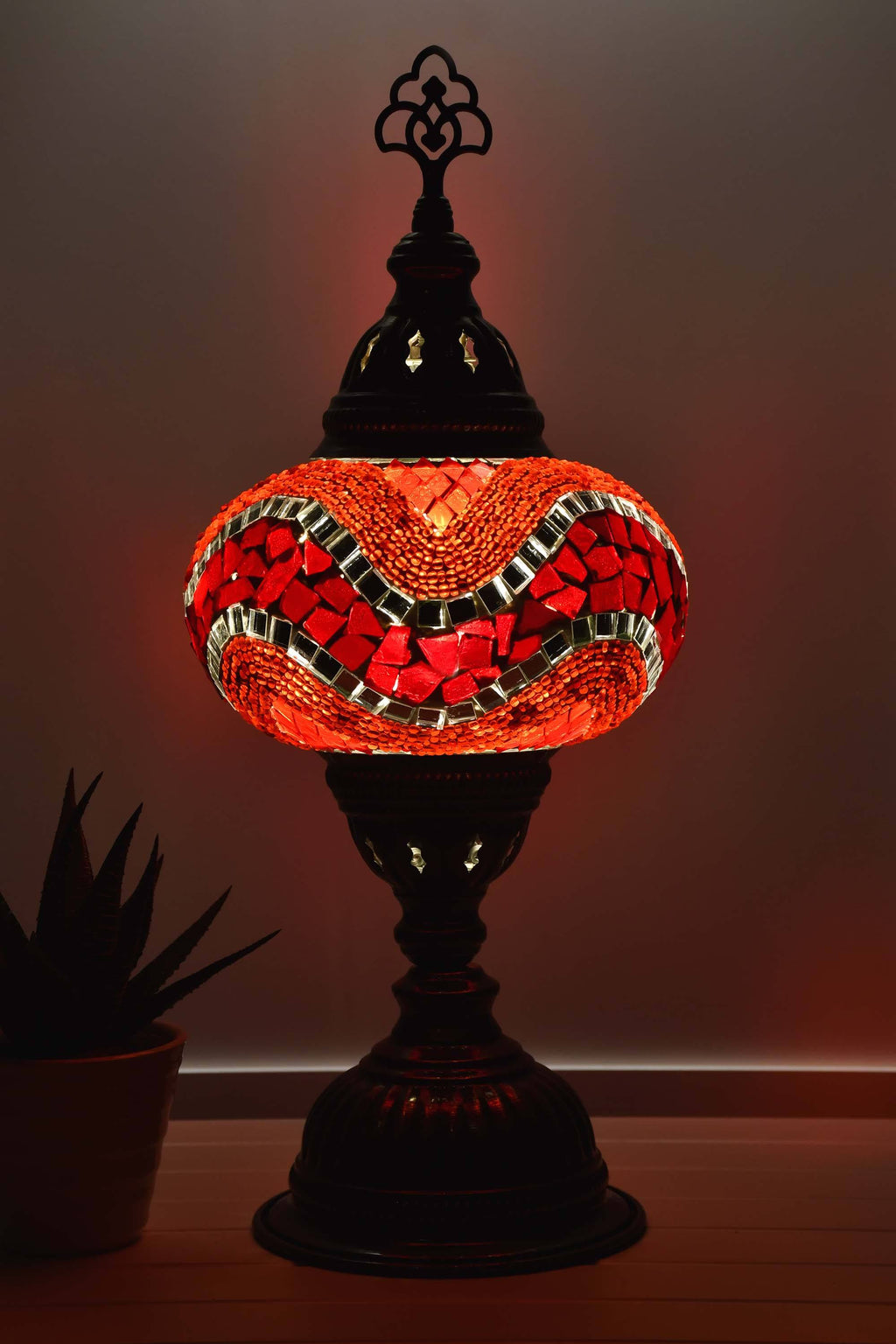 Turkish Mosaic Table Lamp Red Ziczac Lighting Sydney Grand Bazaar 