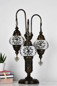 Turkish Mosaic Table Lamp Triple Medium Clear Black Star Lighting Sydney Grand Bazaar 