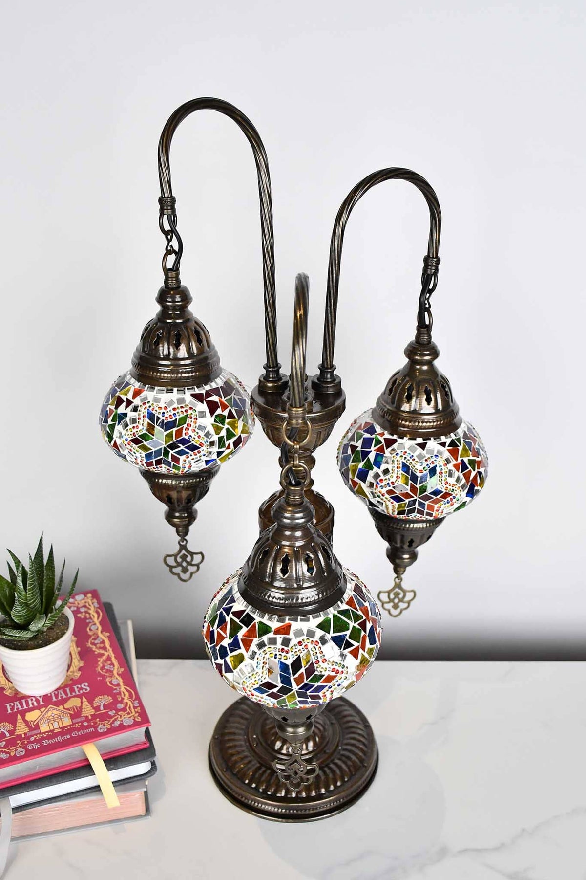 Turkish Mosaic Table Lamp Triple Medium Colourful Star Lighting Sydney Grand Bazaar 