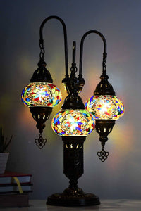 Turkish Mosaic Table Lamp Triple Medium Colourful Star Lighting Sydney Grand Bazaar 