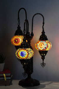 Turkish Mosaic Table Lamp Triple Medium Colourful Star Mixed Lighting Sydney Grand Bazaar 