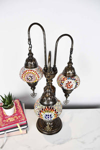 Turkish Mosaic Table Lamp Triple Medium Colourful Star Mixed Lighting Sydney Grand Bazaar 