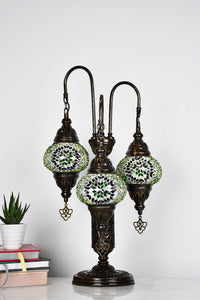 Turkish Mosaic Table Lamp Triple Medium Green Star Beads Lighting Sydney Grand Bazaar 
