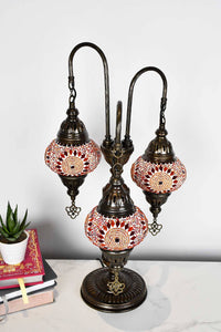 Turkish Mosaic Table Lamp Triple Medium Orange Round Star Lighting Sydney Grand Bazaar 