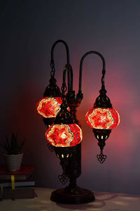 Turkish Mosaic Table Lamp Triple Medium Red Star Lighting Sydney Grand Bazaar 