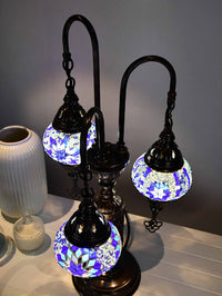 Turkish Mosaic Table Lamp Triple X Small Blue Mixed Lighting Sydney Grand Bazaar 