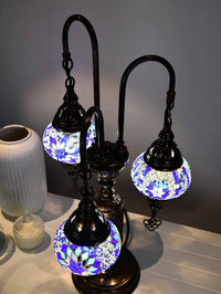 Turkish Mosaic Table Lamp Triple X Small Blue Mixed Lighting Sydney Grand Bazaar 